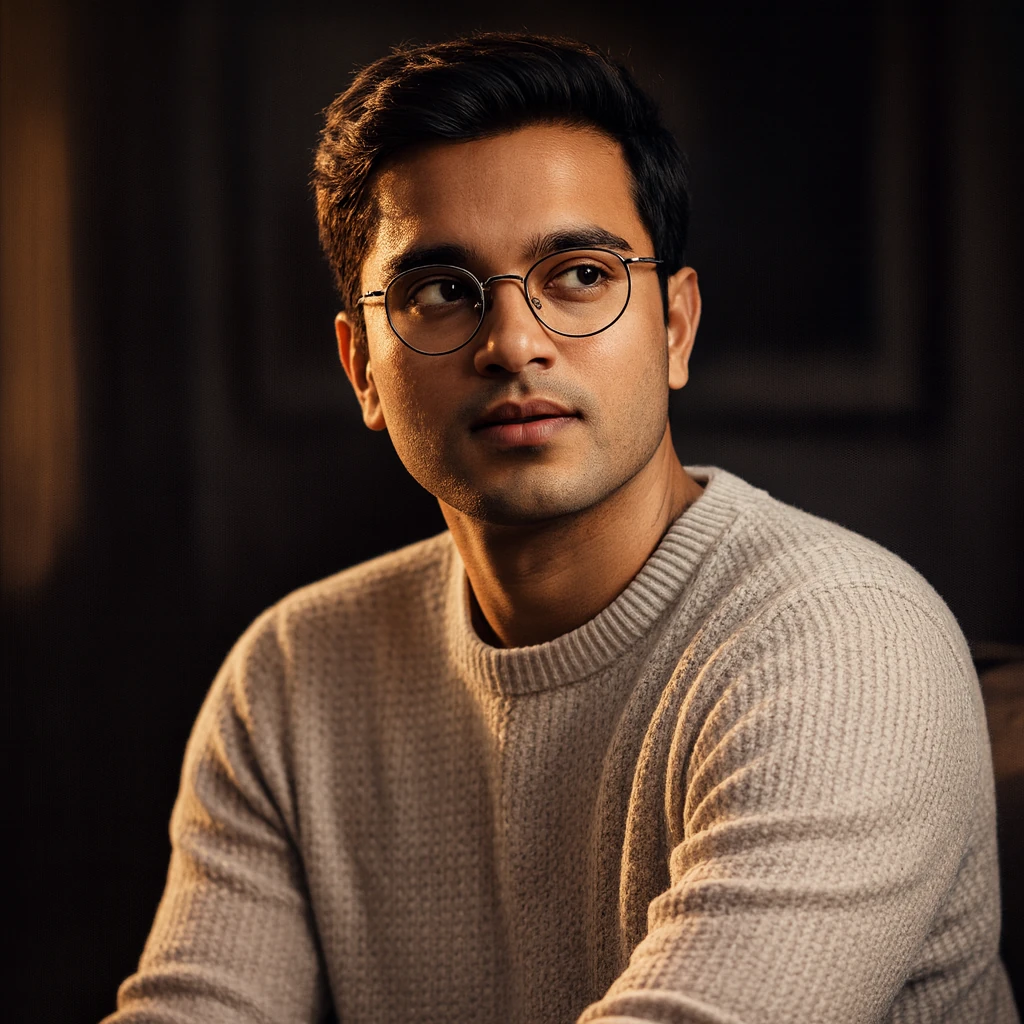 Cinematic Golden Hour Portrait: Thoughtful Expression & Dramatic Light (Prompt)