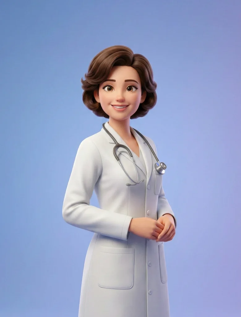 High-Quality 3D Render: Confident Healthcare Professional (Pixar Style)