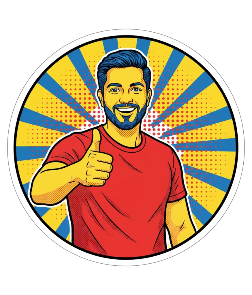 Pop Art Sticker: Thumbs Up & Radial Burst (Free Prompt)