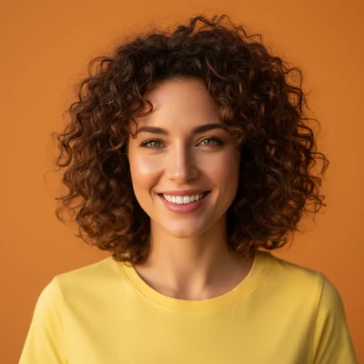 AI-generated image: Radiant Smile: 8K Studio Portrait of Joyful Woman (Prompt)