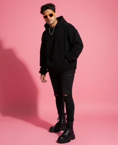 AI-generated image: Streetwear Studio Portrait: Modern Man on Bubblegum Pink (Prompt)