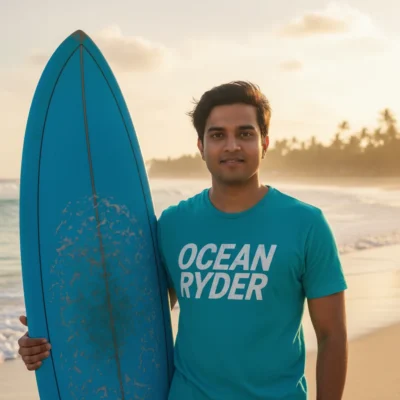 Hyperrealistic Golden Hour Surfer Portrait (Prompt)