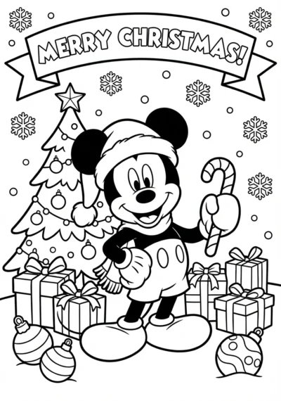 🎄 Festive Mickey Mouse Christmas Coloring Page