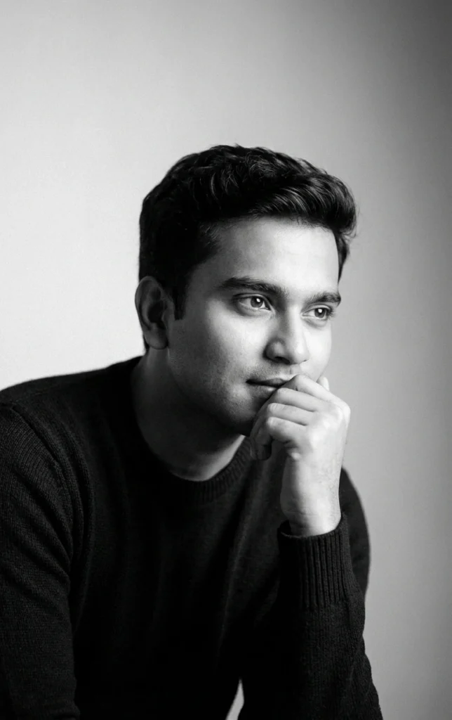 B&W Emotional High-end Studio Portrait (Gemini Prompt)