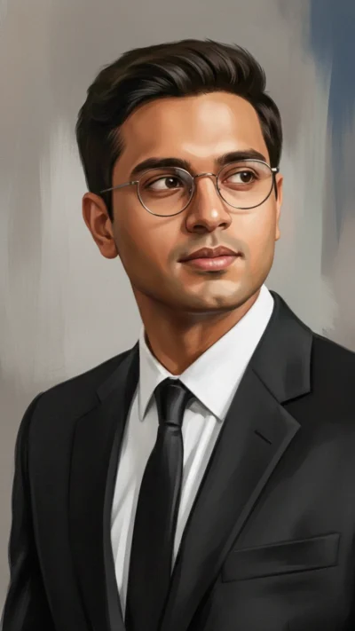 AI-generated image: Cinematic Painterly Portrait in Black Suit(Gemini Prompt)