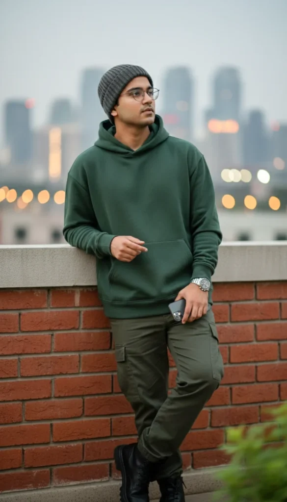 Cinematic Urban Portrait with Hoodie and Beanie (Gemini Prompt)