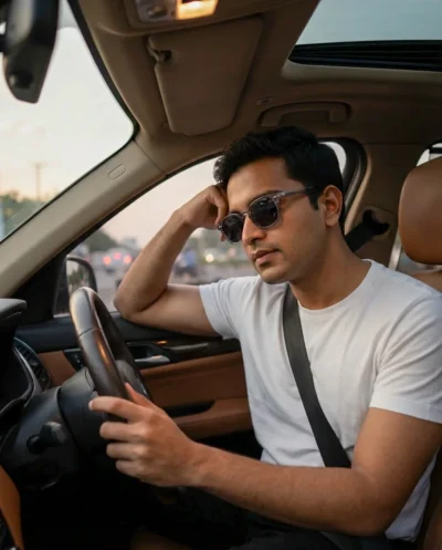 AI-generated image: Close-Up Portrait of a Man Sitting in a Car (Gemini Prompt)