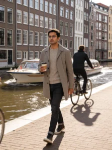 Indie European Film-Style Street Photo in Amsterdam