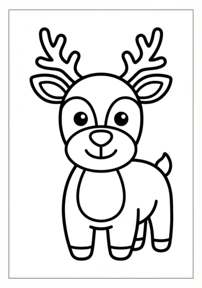 Simple & Friendly Reindeer A4 Coloring Page for Kids