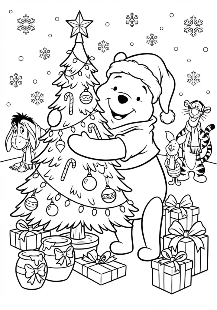 Winnie The Pooh Christmas Coloring page