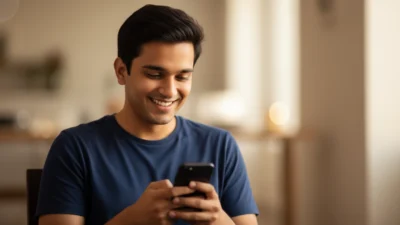 Young South Indian Man with Smartphone (Advertising Prompt)