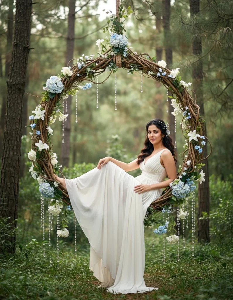 Forest Fashion Portrait on Enchanted Hanging Swing (Gemini)