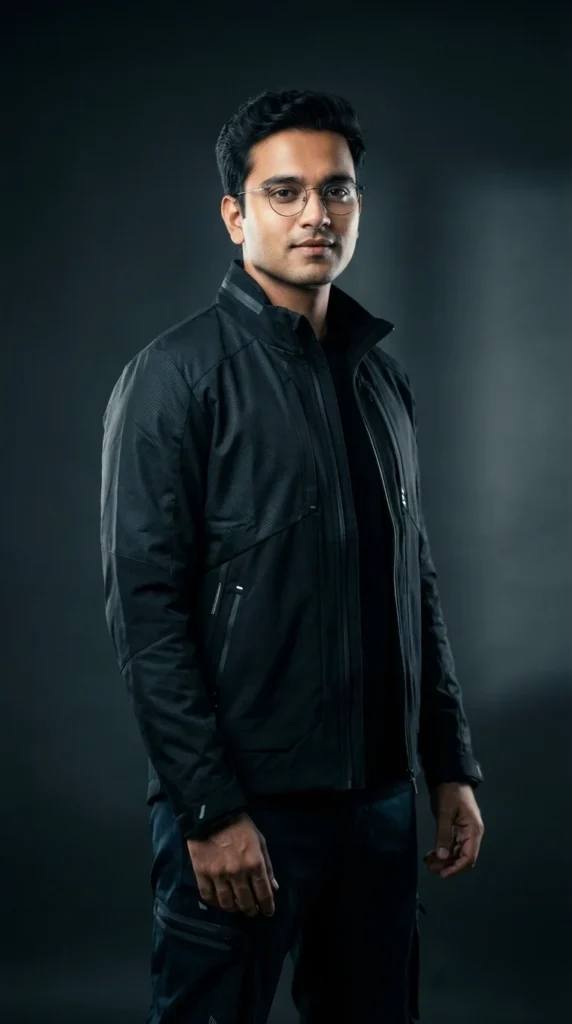 Futuristic Cinematic Portrait of a Confident Man (Gemini Prompt)