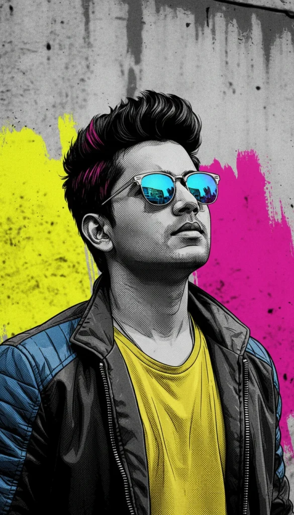 Graphic Novel Portrait with Neon Graffiti Wall (Gemini Prompt)