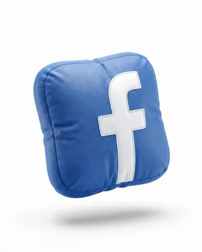 Inflatable Facebook Logo: Soft 3D Pillow Icon in Studio Light