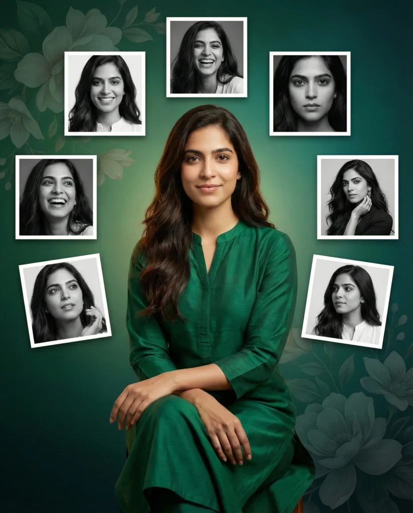 Luxury Cinematic Collage Poster in Deep Green and Teal