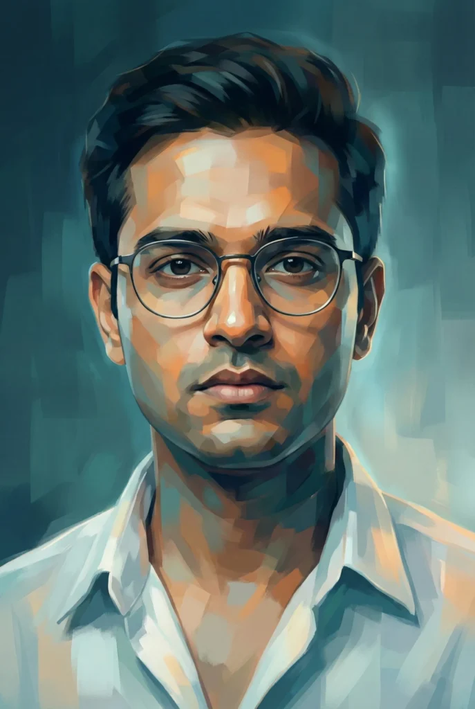 Modern Painterly Cubism Portrait in Teal and Orange Cinematic Light