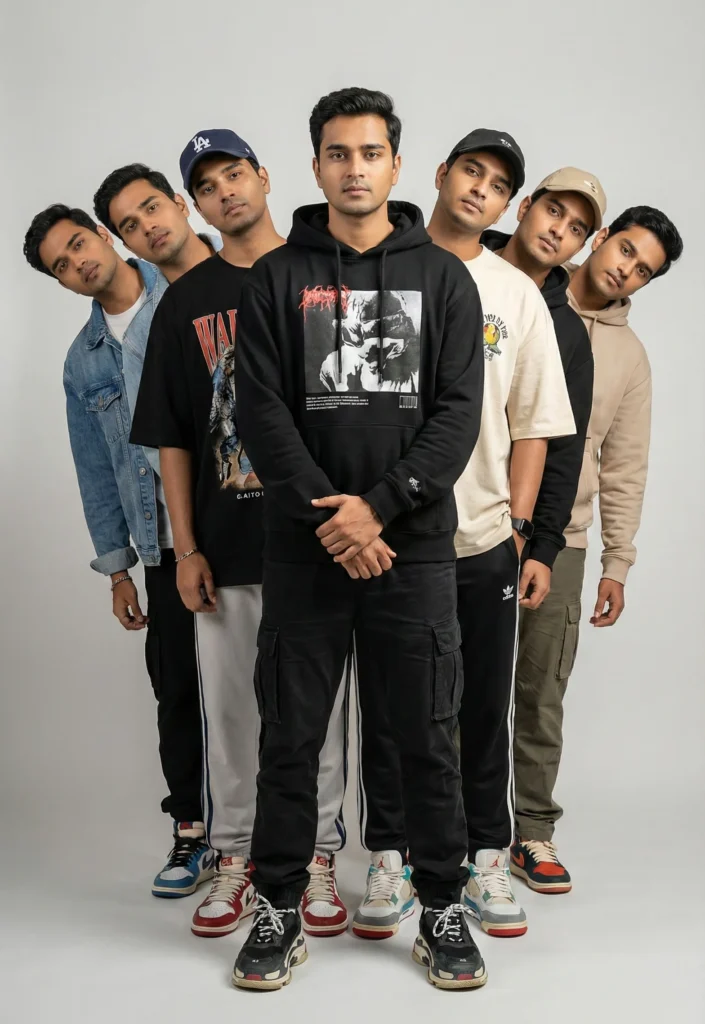 Photorealistic Clone Fashion Portrait on Light Grey Studio Background