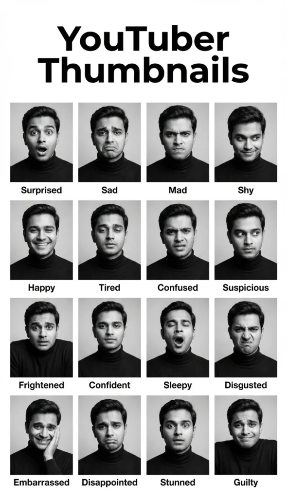 YouTube Thumbnail Expressions: 4×4 Reference Poster Prompt