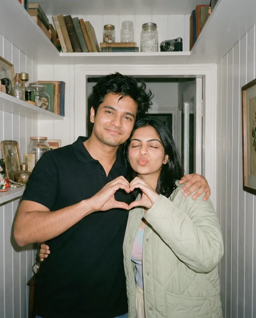 Candid Flash Couple Photo with Analog Film Party Vibe