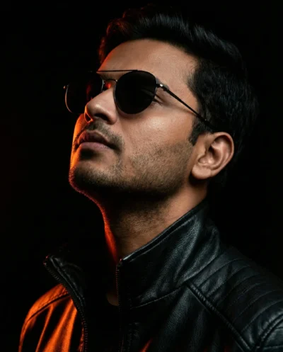 Cinematic Neon Close Up Portrait of a Rugged Man