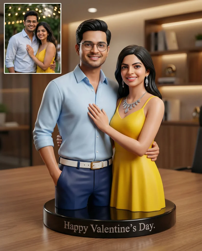 Custom Couple Figurine in Hyper Realistic 3D Studio Style