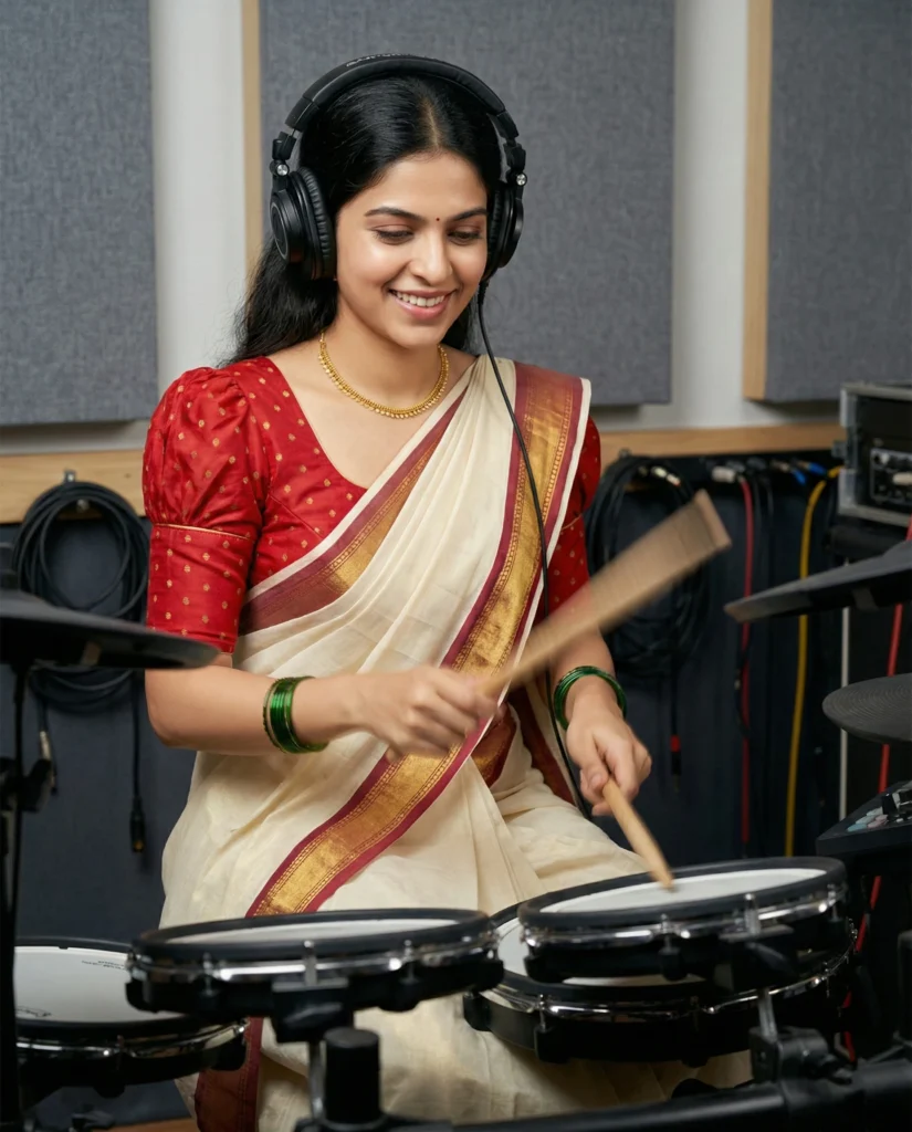 Ultra Realistic Portrait of a Kerala Drummer in Studio