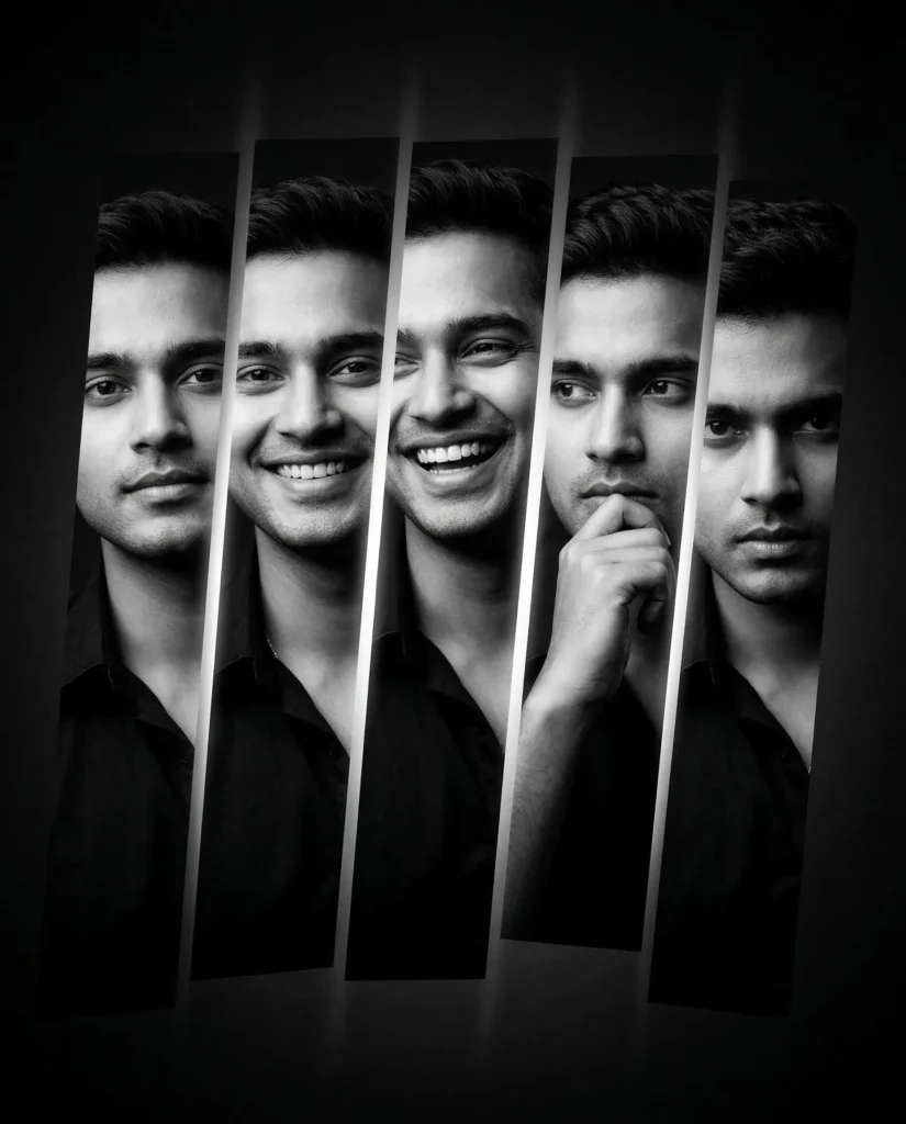 Black and White Expression Portrait – Cinematic Movie Poster Prompt