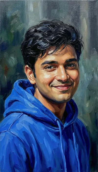 AI-generated image: Cinematic Impasto Oil Portrait of a Young Man in a Hoodie
