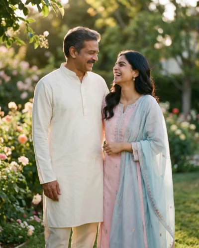 Cinematic Indian Family Portrait Prompt – Garden Golden Hour