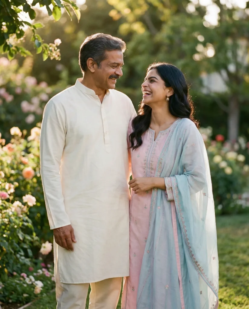 Cinematic Indian Family Portrait Prompt – Garden Golden Hour