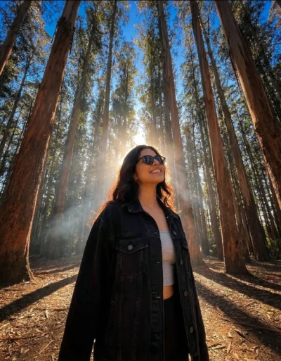 Cinematic Lifestyle Forest Portrait of a Joyful Girl