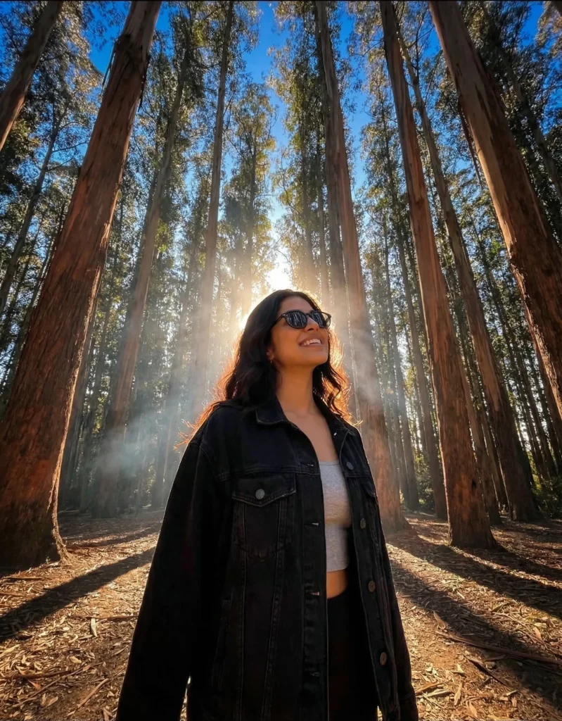 Cinematic Lifestyle Forest Portrait of a Joyful Girl