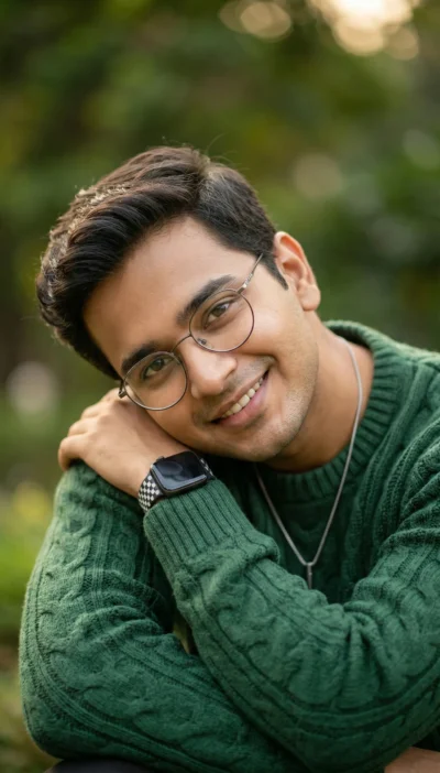 AI-generated image: Hyper-Realistic Portrait of a Young Man in Golden Hour Garden Light