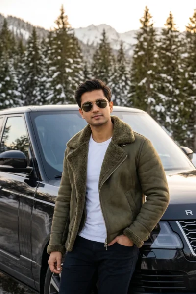 AI-generated image: Hyper-real Range Rover Portrait in Snowy Mountain Forest