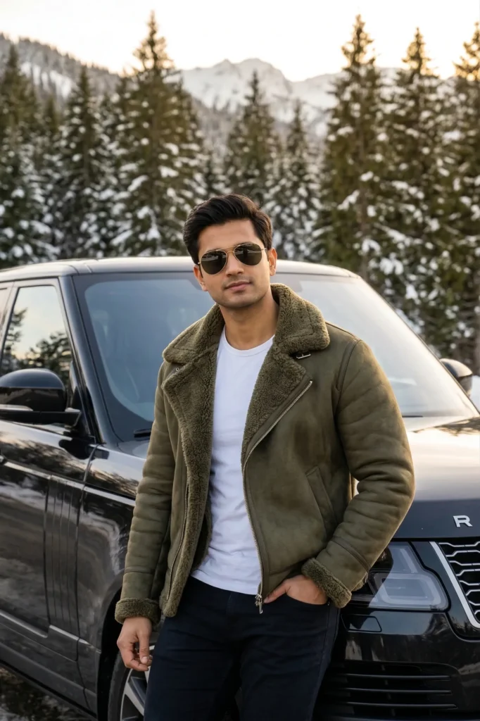 Hyper-real Range Rover Portrait in Snowy Mountain Forest