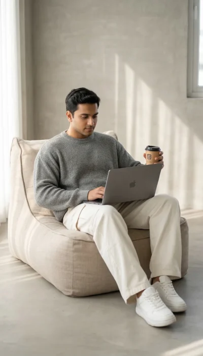 AI-generated image: Minimalist Fashion Photography Portrait of a Stylish Male Model