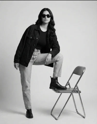 AI-generated image: Monochrome Fashion Prompt for Minimalist Editorial Studio Portrait