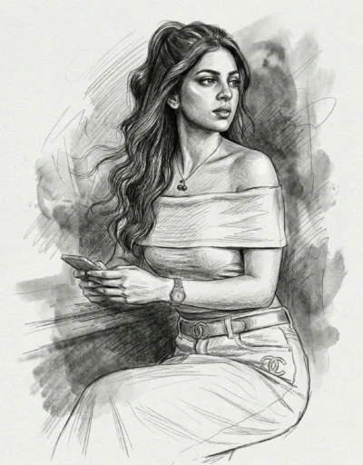 Monochrome Portrait Sketch with Charcoal and Graphite Chiaroscuro