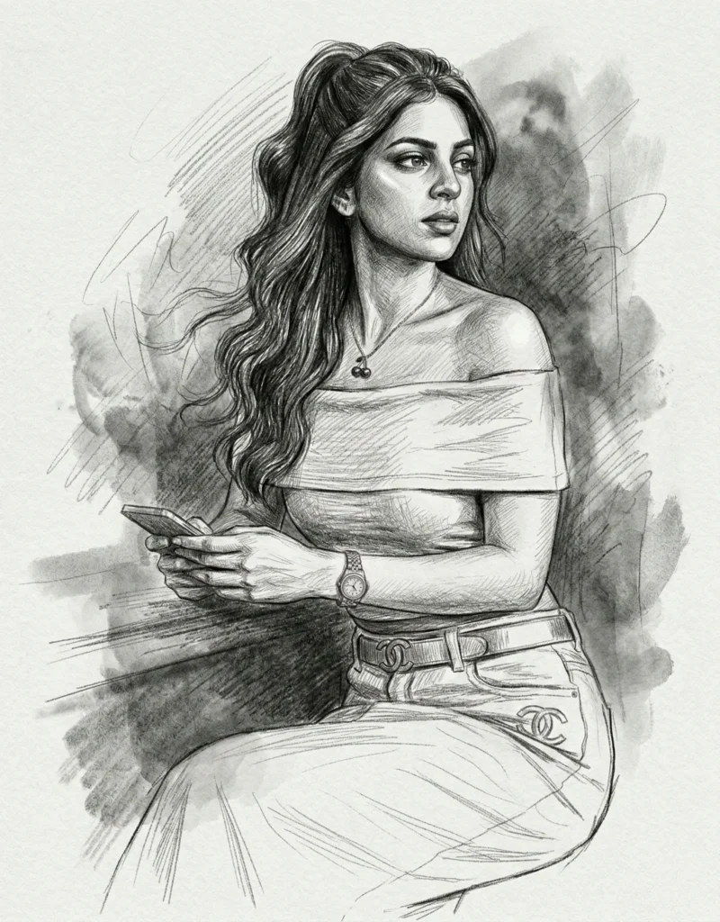 Monochrome Portrait Sketch with Charcoal and Graphite Chiaroscuro