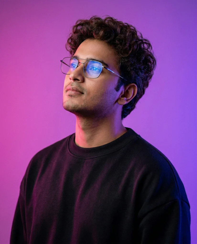 Neon Cyberpunk Portrait with Pink and Blue Gel Lighting