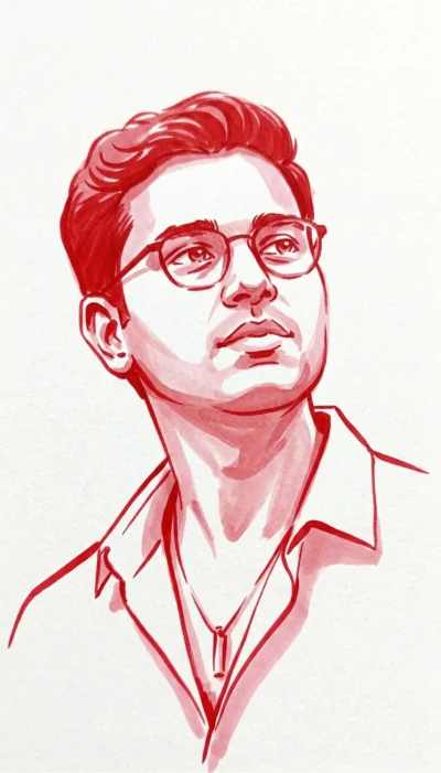 One Color Watercolor Portrait with Bold Negative Space