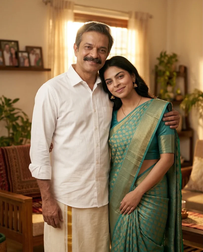 Proud Father and Daughter Portrait – Cinematic Indian Home