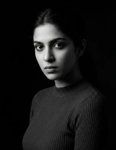 Dramatic Black and White Studio Portrait of a Woman