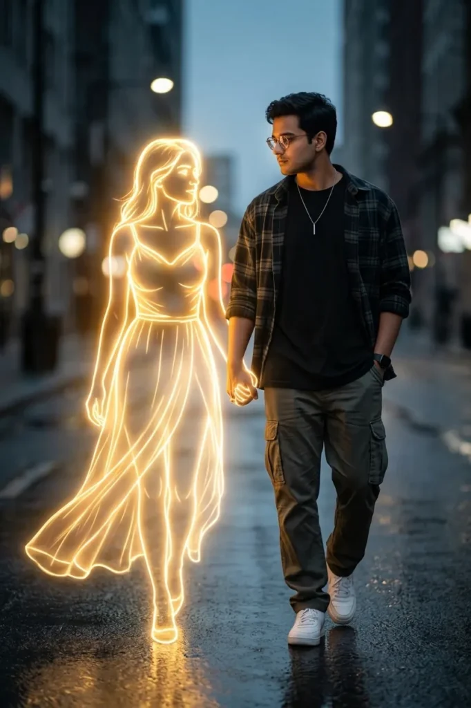 Cinematic Neon Couple Portrait Prompt for Gemini AI