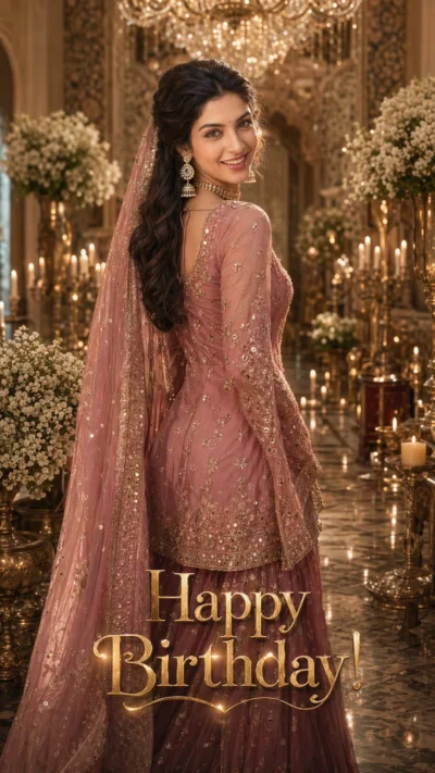 AI-generated image: Elegant Birthday Portrait in Luxurious Rose and Gold