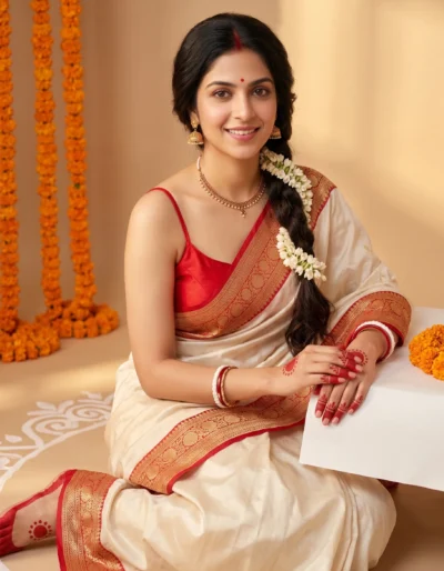 Copy This Garad Silk Saree Prompt: Cinematic Festive AI Art