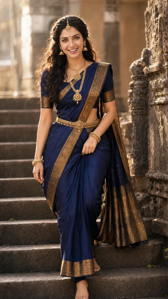 Golden Hour Indian Bridal Portrait on Stone Stairs