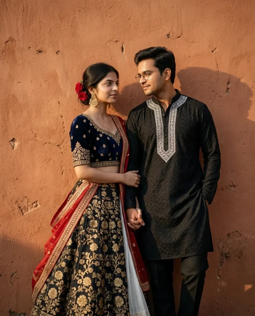 Traditional Indian Wedding Couple AI Prompt (90s Style)