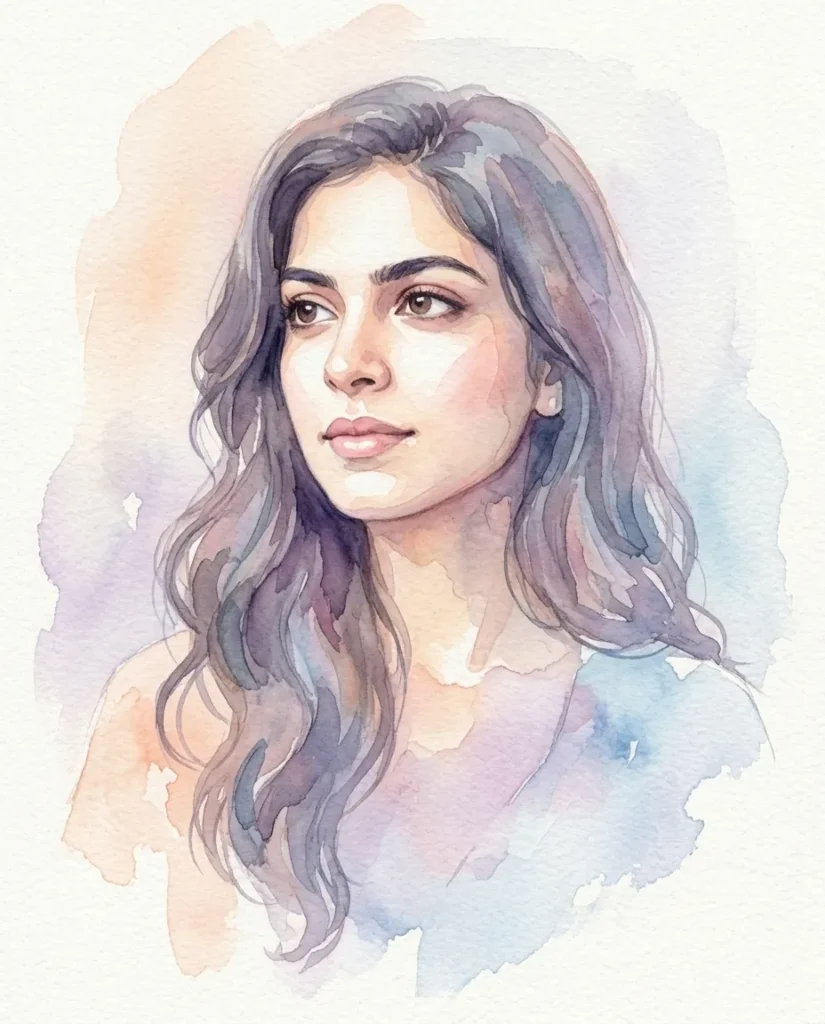 Traditional Watercolor AI Prompt: Soft Pastel Portrait